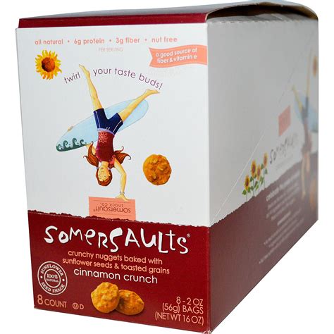 The result is a packet of crunchy nuggets baked with simple ingredients sunflower seeds, spices and toasted grains but with more protein and less fat than a handful of almonds. . Somersaults snacks discontinued